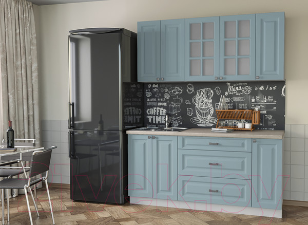 Изображение товара Кухонный гарнитур Интерлиния Мила Деко 1.7Б (океан/травертин серый)