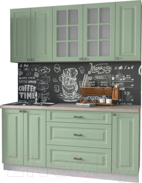Изображение товара Кухонный гарнитур Интерлиния Мила Деко 1.7Б (мята/травертин серый)