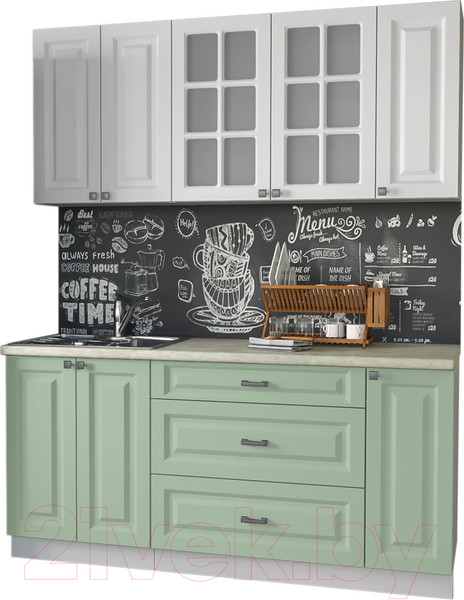 Изображение товара Кухонный гарнитур Интерлиния Мила Деко 1.7Б (мята/белый/опал светлый)