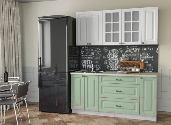 Изображение товара Кухонный гарнитур Интерлиния Мила Деко 1.7Б (мята/белый/опал светлый)