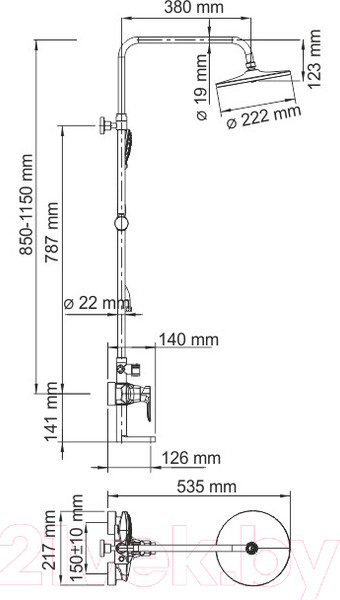 Изображение товара Душевая система со смесителем Wasserkraft A16601