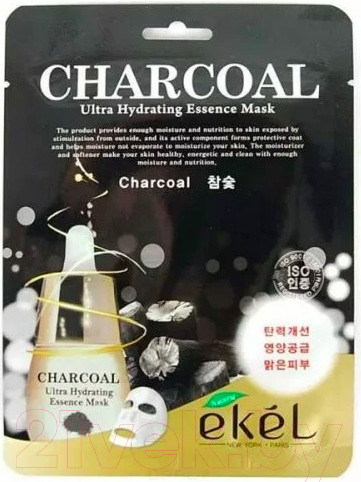 Изображение товара Маска для лица тканевая Ekel С древесным углем очищающая (25г)