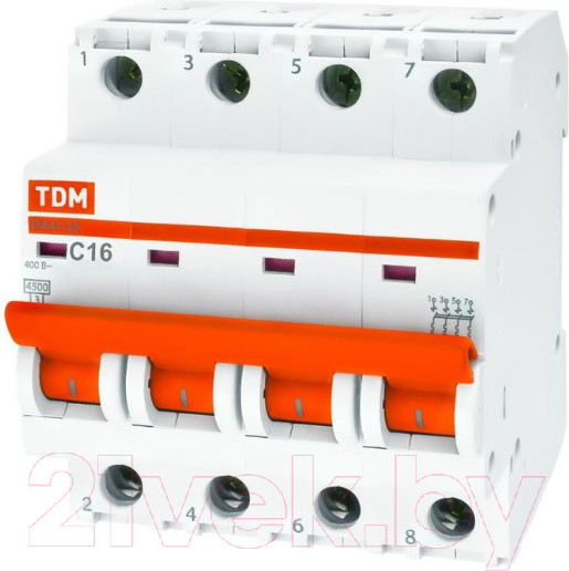 Изображение товара Выключатель автоматический TDM ВА 47-29 4Р 3А (С) 4.5кА / SQ0206-0118