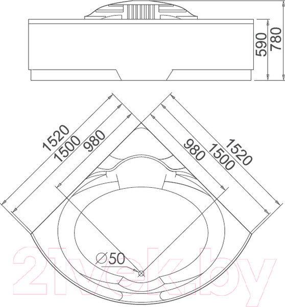 Изображение товара Ванна акриловая Gemy G9082 B 152x152 (с гидромассажем)
