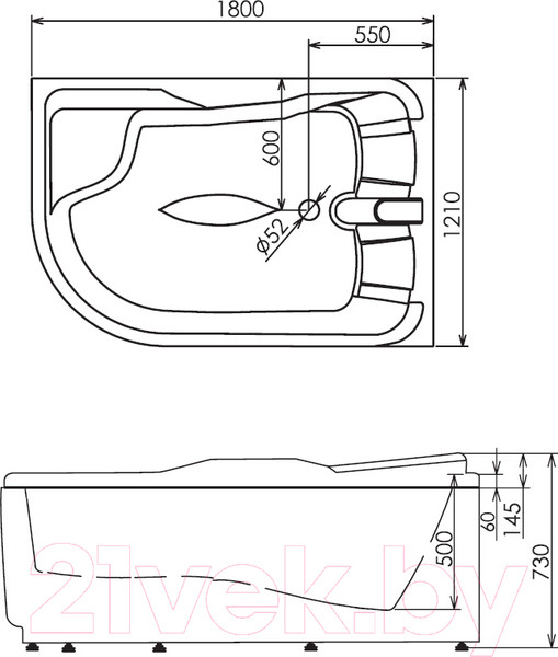 Изображение товара Ванна акриловая Gemy G9083 B R 180x121 (с гидромассажем)