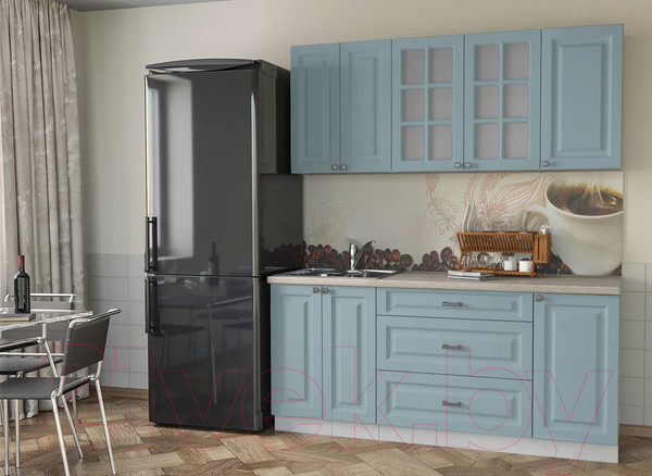 Изображение товара Кухонный гарнитур Интерлиния Мила Деко 1.8 Б (океан/травертин серый)