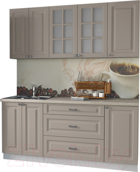 Изображение товара Кухонный гарнитур Интерлиния Мила Деко 1.8 Б (луна/травертин серый)