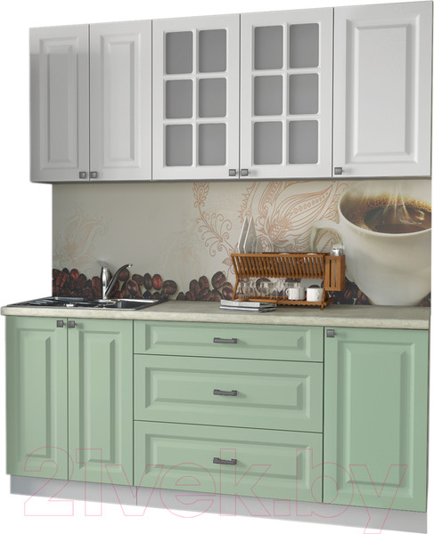 Изображение товара Кухонный гарнитур Интерлиния Мила Деко 1.8 Б (мята/белый/опал светлый)