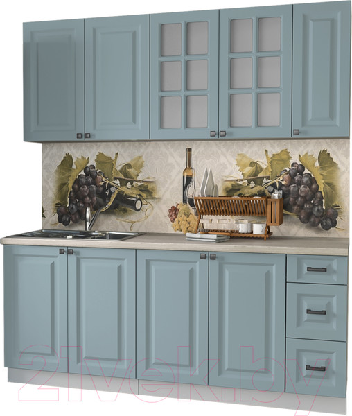 Изображение товара Кухонный гарнитур Интерлиния Мила Деко 1.9 А (океан/травертин серый)