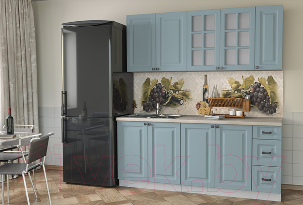 Изображение товара Кухонный гарнитур Интерлиния Мила Деко 1.9 А (океан/травертин серый)