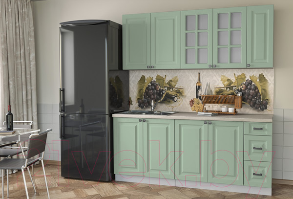 Изображение товара Кухонный гарнитур Интерлиния Мила Деко 1.9 А (мята/травертин серый)