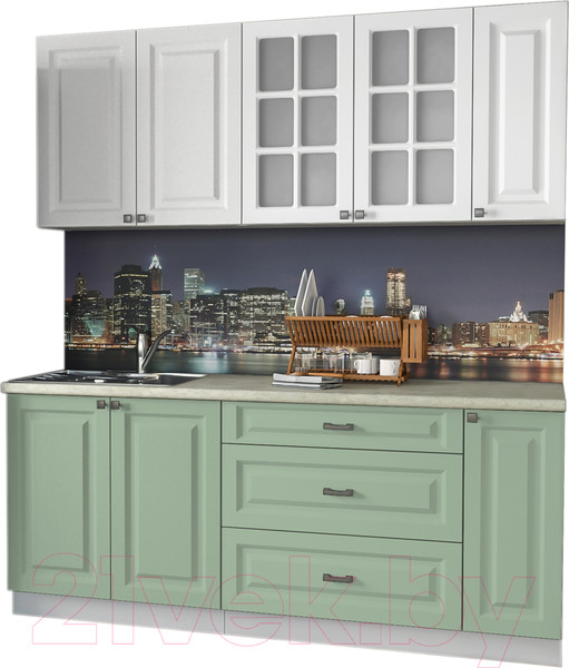 Изображение товара Кухонный гарнитур Интерлиния Мила Деко 1.9 Б (мята/белый/опал светлый)