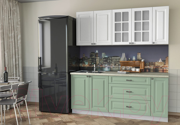 Изображение товара Кухонный гарнитур Интерлиния Мила Деко 1.9 Б (мята/белый/опал светлый)