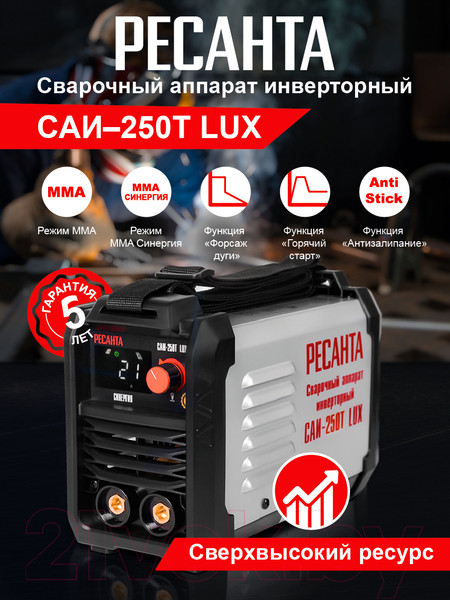 Изображение товара Инвертор сварочный Ресанта САИ-250Т Lux (65/72)