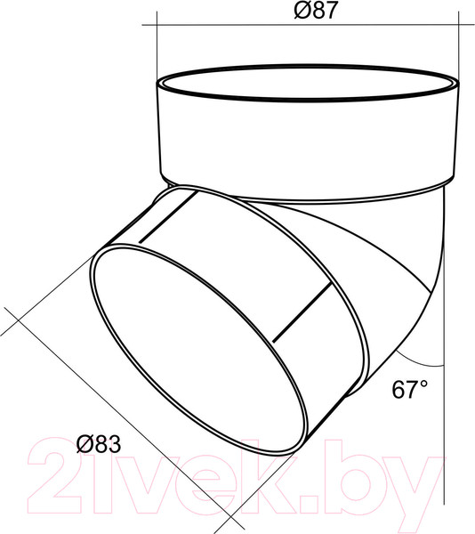 Изображение товара Колено трубы водосточной Grand Line Стандарт ПВХ 67 градусов (белый)