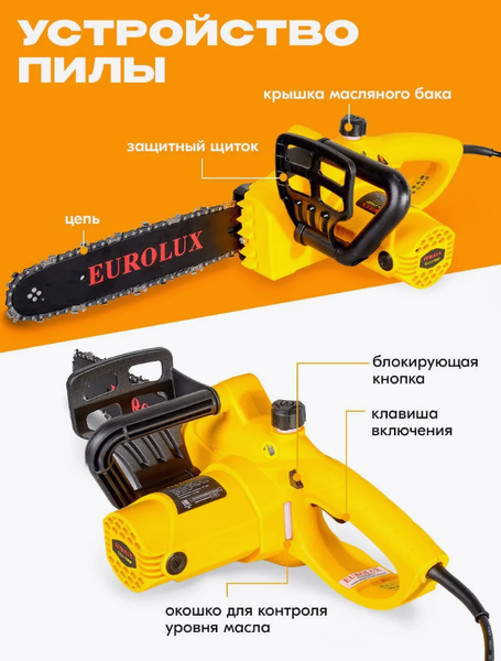 Изображение товара Электропила цепная EUROLUX ELS-1500P (70/10/8)