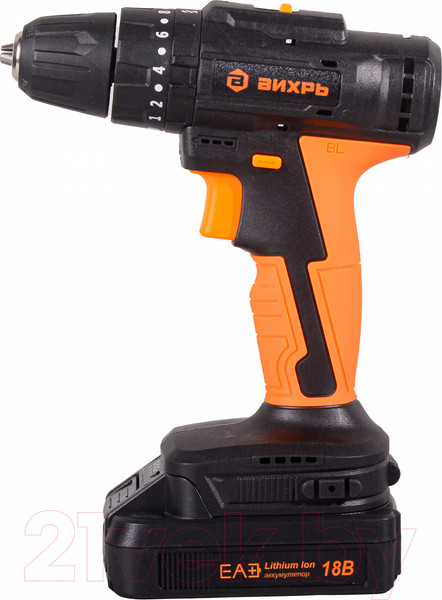 Изображение товара Аккумуляторная дрель-шуруповерт Вихрь ДА-18Л-2КУ/Б (72/14/23)