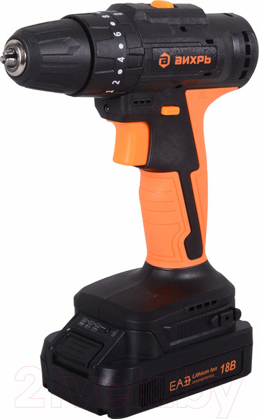 Изображение товара Аккумуляторная дрель-шуруповерт Вихрь ДА-18Л-2КУ/Б (72/14/23)