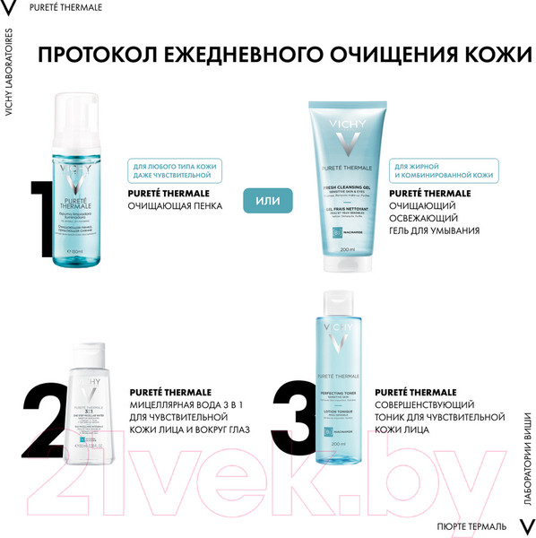 Изображение товара Мицеллярная вода Vichy Purete Thermale с минералами для чувствит. кожи лица глаз и губ (100мл)