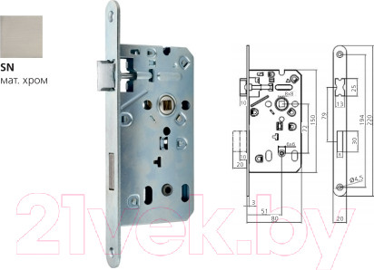 Изображение товара Защелка врезная с фиксацией Arni 7504С М7504С-В SN
