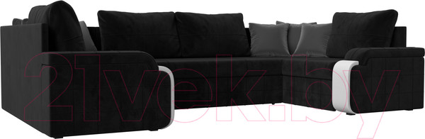 Изображение товара Диван П-образный Лига Диванов Николь 105 / 102985 (велюр, черный)