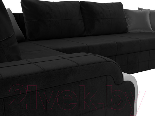 Изображение товара Диван П-образный Лига Диванов Николь 105 / 102985 (велюр, черный)