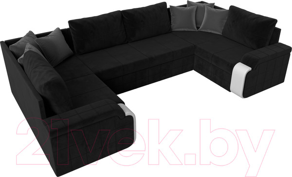 Изображение товара Диван П-образный Лига Диванов Николь 105 / 102985 (велюр, черный)