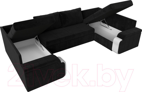 Изображение товара Диван П-образный Лига Диванов Николь 105 / 102985 (велюр, черный)