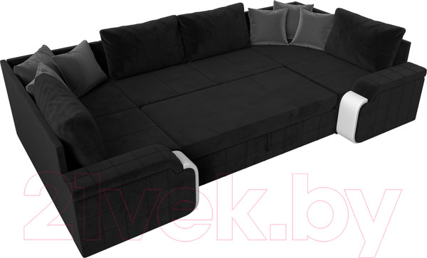 Изображение товара Диван П-образный Лига Диванов Николь 105 / 102985 (велюр, черный)