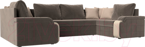 Изображение товара Диван П-образный Лига Диванов Николь 105 / 102983 (велюр, коричневый)