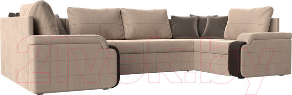 Изображение товара Диван П-образный Лига Диванов Николь 105 / 102978 (велюр, бежевый)