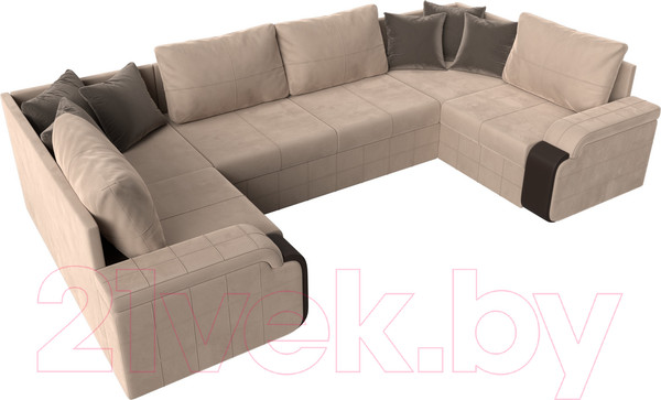 Изображение товара Диван П-образный Лига Диванов Николь 105 / 102978 (велюр, бежевый)