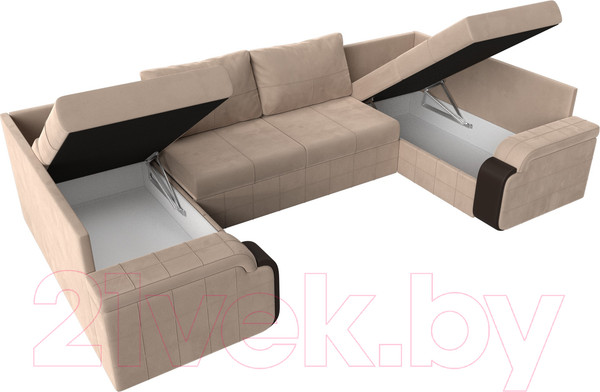Изображение товара Диван П-образный Лига Диванов Николь 105 / 102978 (велюр, бежевый)