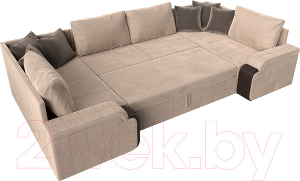 Изображение товара Диван П-образный Лига Диванов Николь 105 / 102978 (велюр, бежевый)