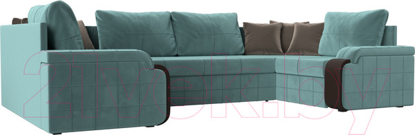 Изображение товара Диван П-образный Лига Диванов Николь 105 / 102979 (велюр, бирюзовый)