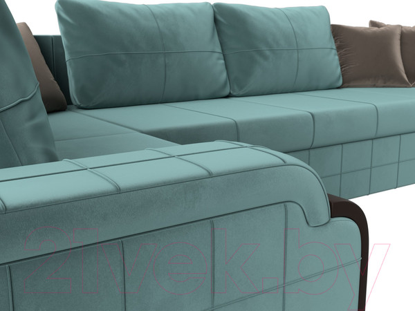 Изображение товара Диван П-образный Лига Диванов Николь 105 / 102979 (велюр, бирюзовый)