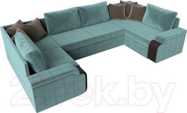 Изображение товара Диван П-образный Лига Диванов Николь 105 / 102979 (велюр, бирюзовый)