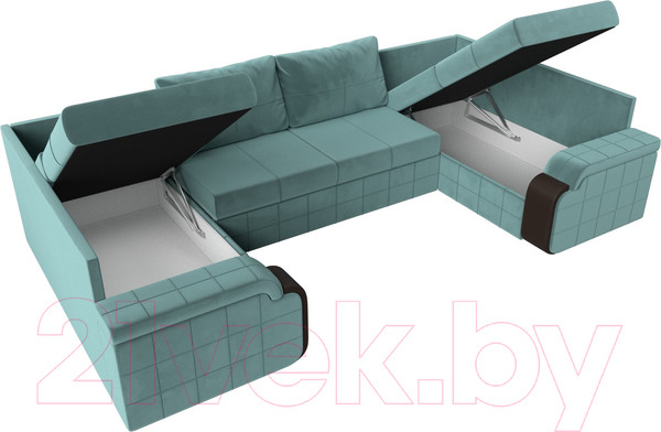 Изображение товара Диван П-образный Лига Диванов Николь 105 / 102979 (велюр, бирюзовый)