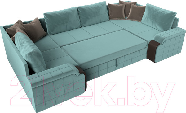 Изображение товара Диван П-образный Лига Диванов Николь 105 / 102979 (велюр, бирюзовый)