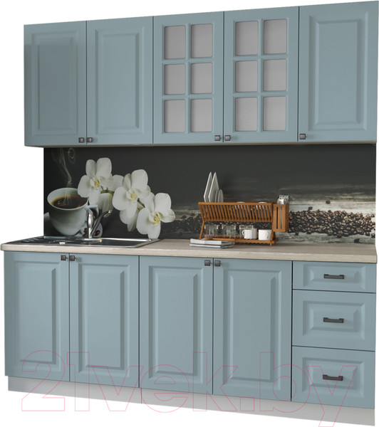 Изображение товара Кухонный гарнитур Интерлиния Мила Деко 2.0 А (океан/травертин серый)