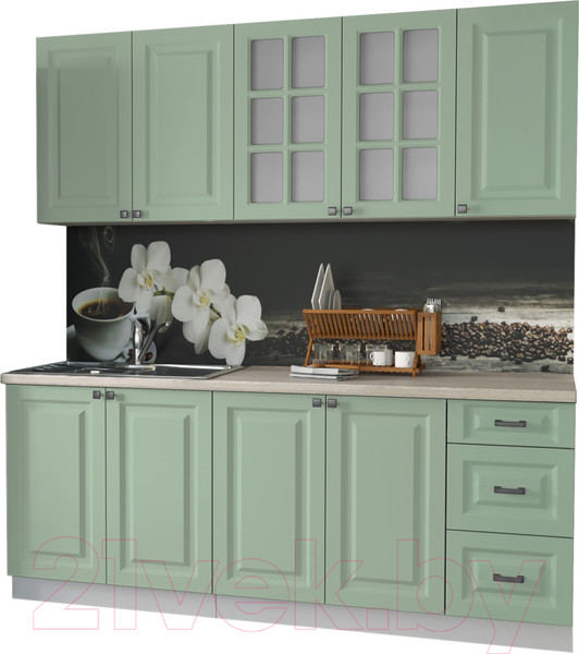 Изображение товара Кухонный гарнитур Интерлиния Мила Деко 2.0 А (мята/травертин серый)