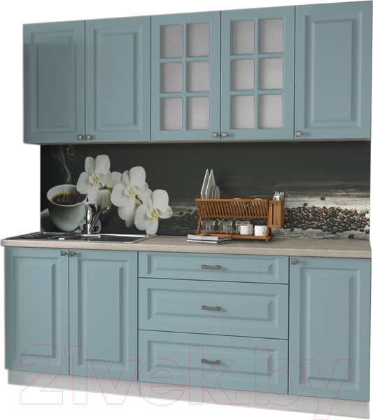 Изображение товара Кухонный гарнитур Интерлиния Мила Деко 2.0 Б (океан/травертин серый)