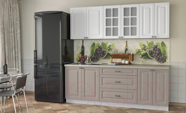 Изображение товара Кухонный гарнитур Интерлиния Мила Деко 2.2 Б (белый/луна/травертин серый)