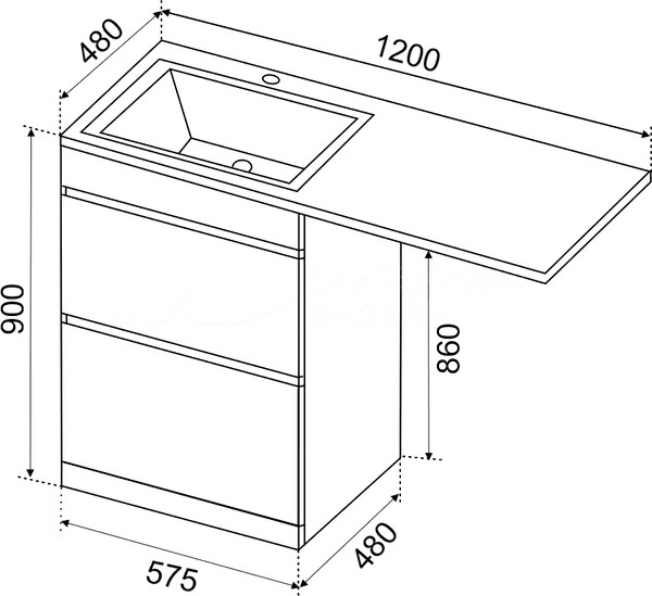 Изображение товара Тумба с умывальником Emmy Джерси 120 L