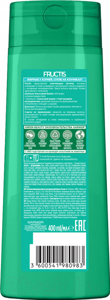 Изображение товара Шампунь для волос Garnier Fructis кокосовый баланс (400мл)