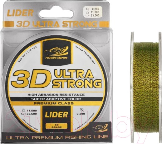 Изображение товара Леска монофильная Fishing Empire Lider 3D Ultra Strong 0.10мм 100м / 3D-010