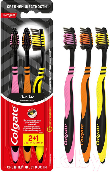 Изображение товара Набор зубных щеток Colgate Древесный уголь (2+1)