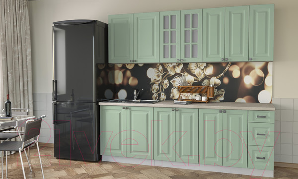 Изображение товара Кухонный гарнитур Интерлиния Мила Деко 2.3 А (мята/травертин серый)