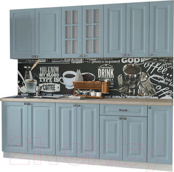 Изображение товара Кухонный гарнитур Интерлиния Мила Деко 2.3 Б (океан/травертин серый)