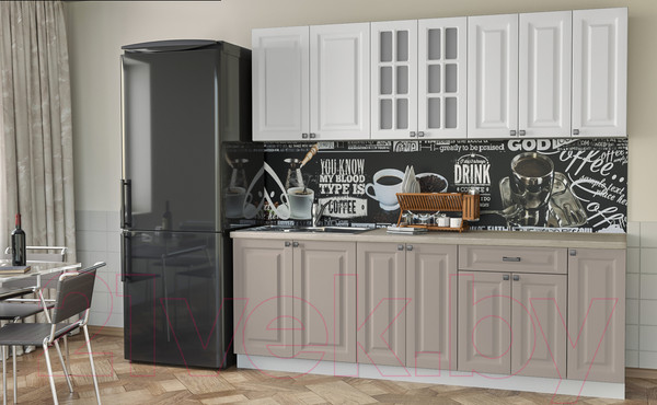 Изображение товара Кухонный гарнитур Интерлиния Мила Деко 2.3 Б (белый/луна/травертин серый)